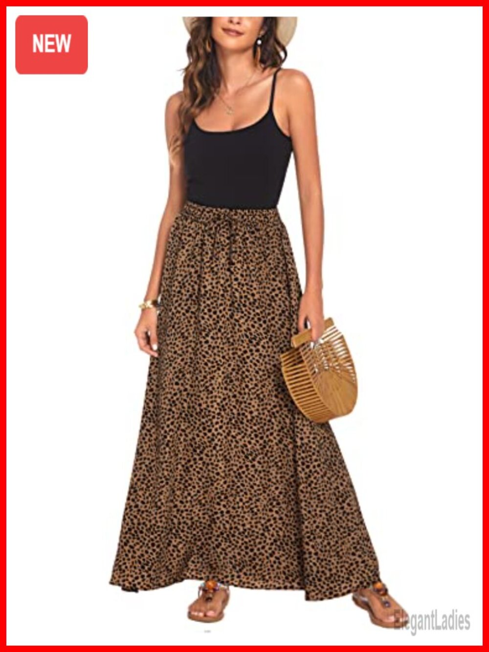 Women's Chiffon A-Line Maxi Skirt Pleated Elastic High Waist Flowy Beach